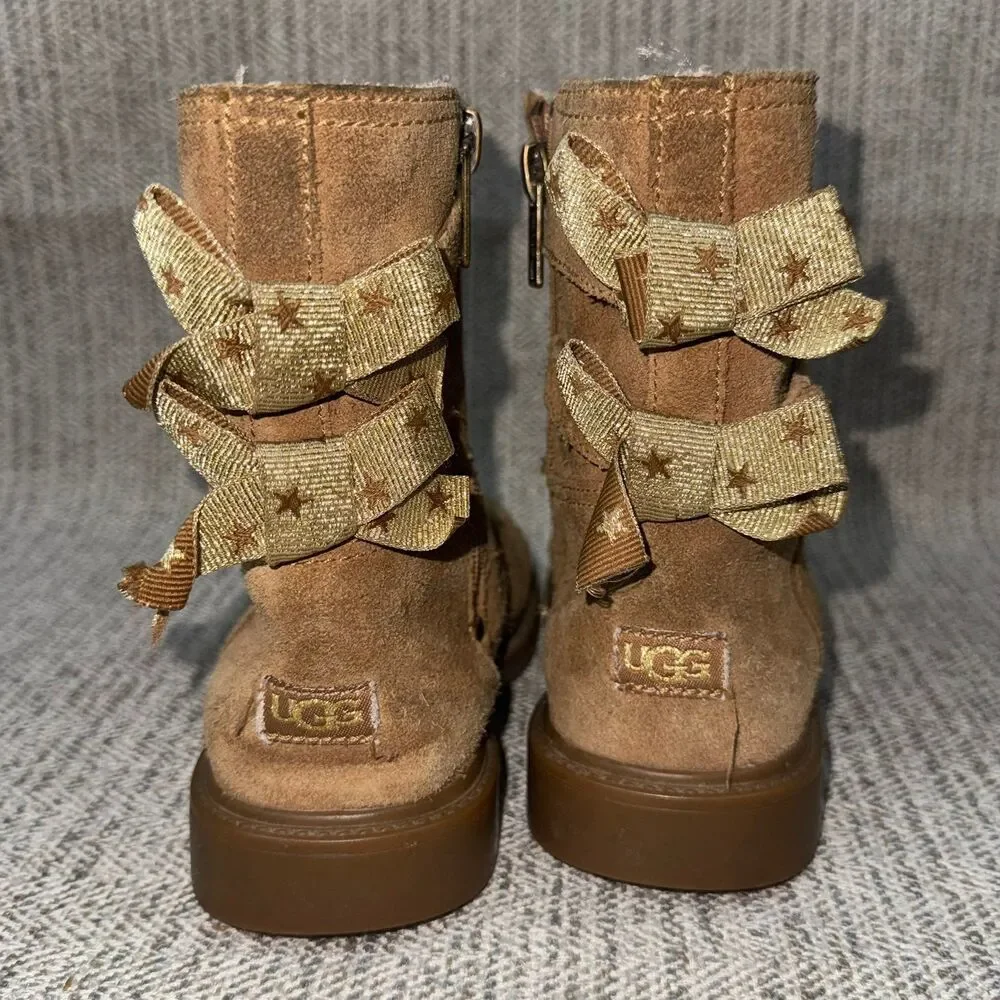 UGG chestnut Brown Suede Zip Comfort Ankle Winter Boots Bootie size 12c